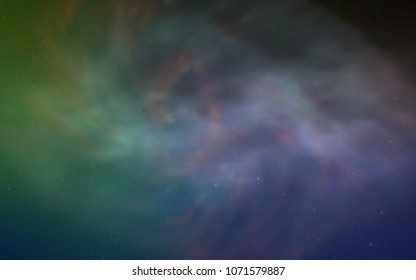 Light Blue, Green vector texture with milky way stars. Space stars on blurred abstract background with gradient. Smart design for your business advert.