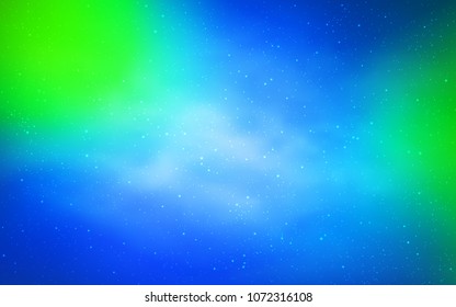 Light Blue, Green vector texture with milky way stars. Blurred decorative design in simple style with galaxy stars. Pattern for astrology websites.