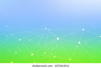 Light Blue, Green vector texture with disks, lines. Decorative design in abstract style with triangle structure. Pattern can be used for ads, leaflets.
