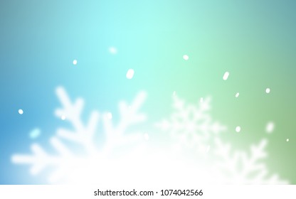 Light Blue, Green vector texture with colored snowflakes. Glitter abstract illustration with crystals of ice. The template can be used as a new year background.