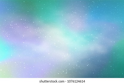 Light Blue, Green vector texture with milky way stars. Shining illustration with sky stars on abstract template. Smart design for your business advert.