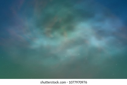 Light Blue, Green vector texture with milky way stars. Shining illustration with sky stars on abstract template. Smart design for your business advert.