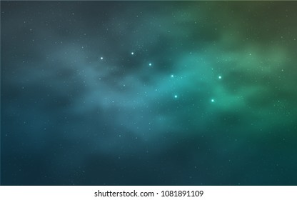 Light Blue, Green vector texture with milky way stars. Space stars on blurred abstract background with gradient. Pattern for astrology websites.