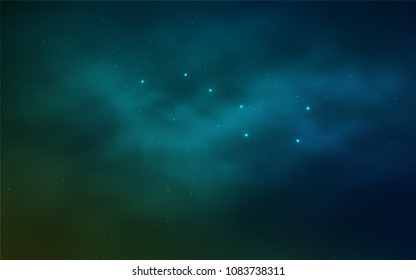 Light Blue, Green vector texture with milky way stars. Glitter abstract illustration with colorful cosmic stars. Best design for your ad, poster, banner.