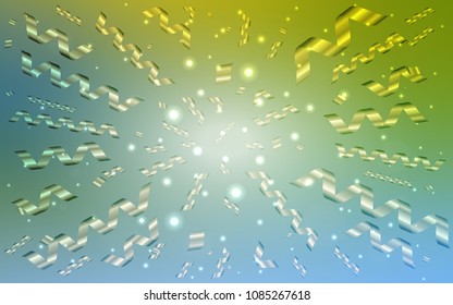 Light Blue, Green vector texture with birthday confetti. Beautiful colored illustration with ribbon in celebration style. The pattern can be used for birthday gifts, congratulations.