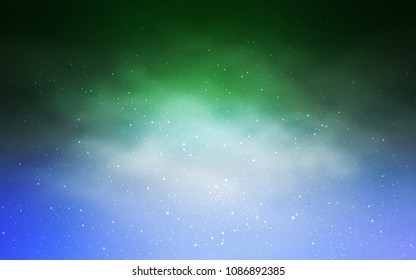 Light Blue, Green vector texture with milky way stars. Modern abstract illustration with Big Dipper stars. Pattern for astronomy websites.