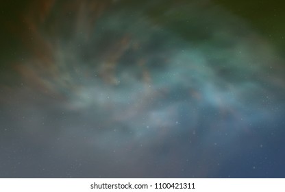 Light Blue, Green vector texture with milky way stars. Space stars on blurred abstract background with gradient. Pattern for futuristic ad, booklets.