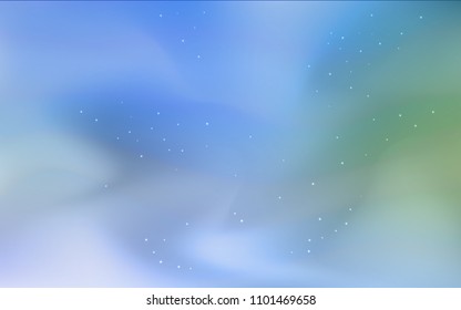 Light Blue, Green vector texture with milky way stars. Blurred decorative design in simple style with galaxy stars. Best design for your ad, poster, banner.