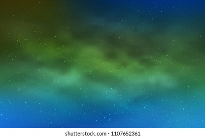 Light Blue, Green vector texture with milky way stars. Space stars on blurred abstract background with gradient. Pattern for astronomy websites.