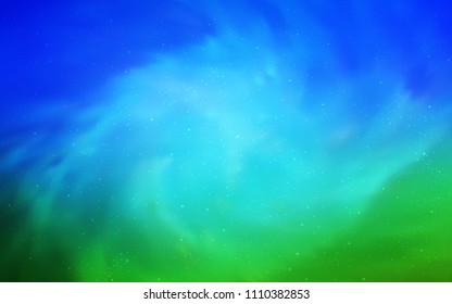 Light Blue, Green vector texture with milky way stars. Shining illustration with sky stars on abstract template. Pattern for astronomy websites.