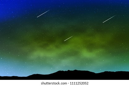 Light Blue, Green vector texture with milky way stars. Blurred decorative design in simple style with galaxy stars. Template for cosmic backgrounds.
