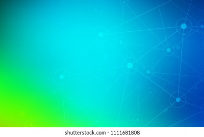 Light Blue, Green vector texture with disks, lines. Glitter abstract illustration with connection of triangle structure. Pattern can be used for beautiful websites.