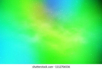 Light Blue, Green vector texture with milky way stars. Blurred decorative design in simple style with galaxy stars. Pattern for astronomy websites.