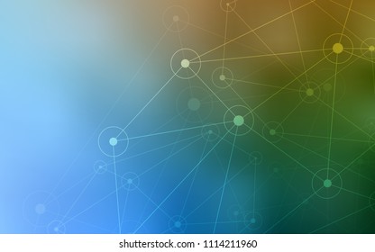 Light Blue, Green vector texture with disks, lines. Glitter abstract illustration with connection of triangle structure. Beautiful design for your business advert.