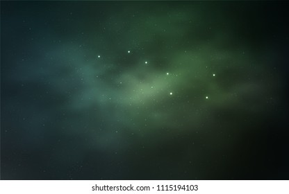 Light Blue, Green vector texture with milky way stars. Space stars on blurred abstract background with gradient. Pattern for astronomy websites.
