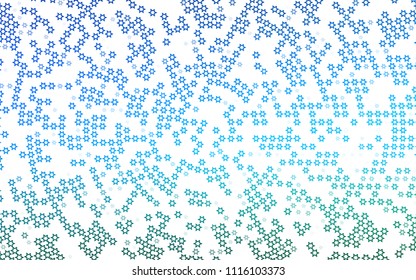 Light Blue, Green vector texture with beautiful stars. Blurred decorative design in simple style with stars. The template can be used as a background.