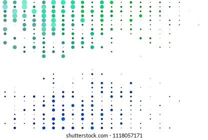 Light Blue, Green vector  texture with disks. Beautiful colored illustration with blurred circles in nature style. The pattern can be used for ads, leaflets of liquid.