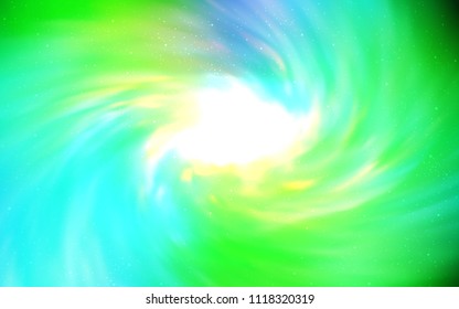 Light Blue, Green vector texture with milky way stars. Shining illustration with sky stars on abstract template. Pattern for astrology websites.