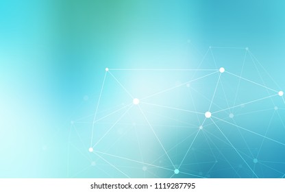 Light Blue, Green vector texture with disks, lines. Glitter abstract illustration with connection of triangle structure. Pattern can be used for beautiful websites.