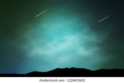 Light Blue, Green vector texture with milky way stars. Glitter abstract illustration with colorful cosmic stars. Pattern for futuristic ad, booklets.