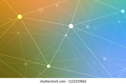Light Blue, Green vector texture with disks, lines. Glitter abstract illustration with connection of triangle structure. Beautiful design for your business advert.