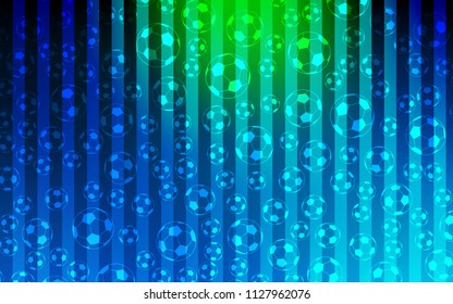 Light Blue, Green vector texture with soccer balls. Colored illustration with balls on a gradiental backdrop. Pattern for promotion of soccer games.