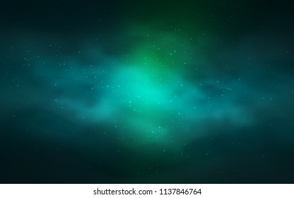 Light Blue, Green vector texture with milky way stars. Space stars on blurred abstract background with gradient. Best design for your ad, poster, banner.