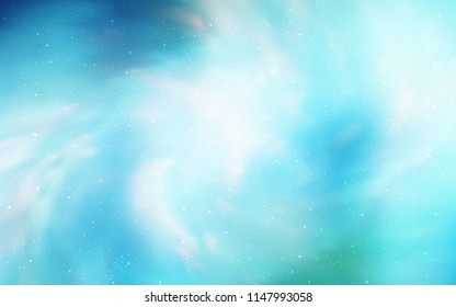 Light Blue, Green vector texture with milky way stars. Shining illustration with sky stars on abstract template. Smart design for your business advert.