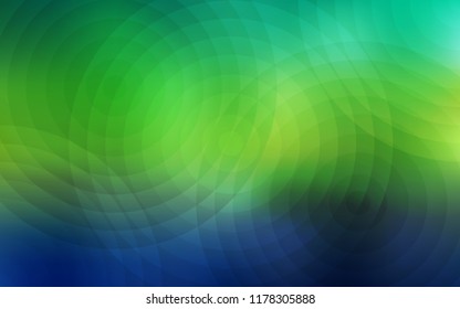 Light Blue, Green vector texture with disks. Blurred decorative design in abstract style with bubbles. Pattern can be used for futuristic ad, booklets.
