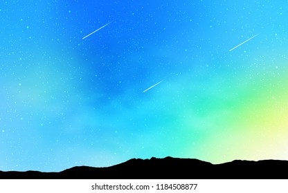 Light Blue, Green vector texture with milky way stars. Glitter abstract illustration with colorful cosmic stars. Pattern for astrology websites.