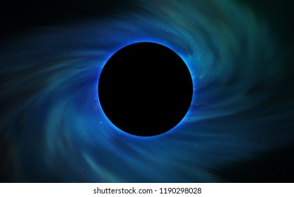 Light Blue, Green vector texture with a black hole, galaxy. Illustration with colorful milky way stars and a black hole. Backdrop for super sales on Black Friday.