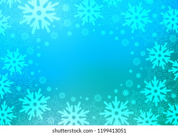 Light Blue, Green vector texture with colored snowflakes. Modern geometrical abstract illustration with crystals of ice. The pattern can be used for new year leaflets.