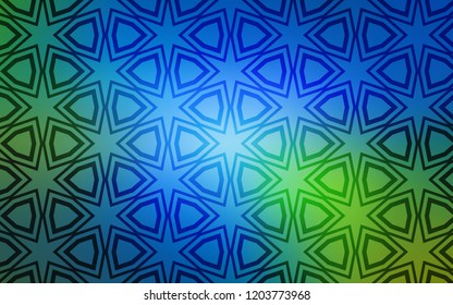 Light Blue, Green vector texture with beautiful stars. Decorative illustration with stars on abstract template. Template for sell phone backgrounds.