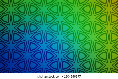 Light Blue, Green vector texture with beautiful stars. Stars on blurred abstract background with gradient. Best design for your ad, poster, banner.