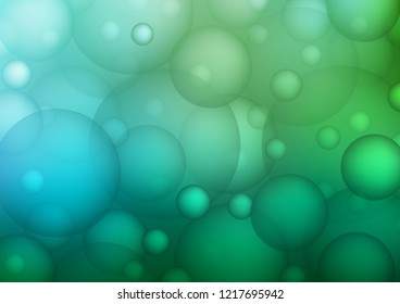 Light Blue, Green vector texture with disks. Blurred decorative design in abstract style with bubbles. The pattern can be used for beautiful websites.