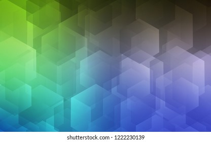 Light Blue, Green vector texture with colorful hexagons. Glitter abstract illustration in hexagonal style. New template for your brand book.