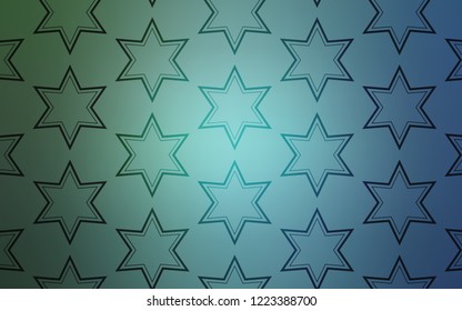 Light Blue, Green vector texture with beautiful stars. Stars on blurred abstract background with gradient. Best design for your ad, poster, banner.