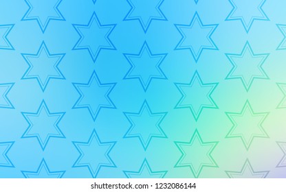 Light Blue, Green vector texture with beautiful stars. Decorative illustration with stars on abstract template. Pattern for new year ad, booklets.