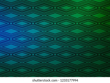 Light Blue, Green vector texture with lines, rhombuses. Glitter abstract illustration with colorful lines, rhombuses. Backdrop for TV commercials.
