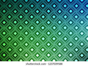 Light Blue, Green vector texture with lines, rhombuses. Colorful lines, squares on abstract background with gradient. Backdrop for TV commercials.