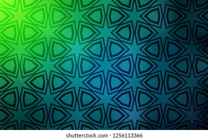 Light Blue, Green vector texture with beautiful stars. Decorative illustration with stars on abstract template. Best design for your ad, poster, banner.
