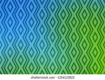 Light Blue, Green vector texture with lines, rhombuses. Colorful lines, squares on abstract background with gradient. Best design for your ad, poster, banner.
