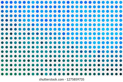 Light Blue, Green vector texture with disks. Glitter abstract illustration with blurred drops of rain. Design for posters, banners.
