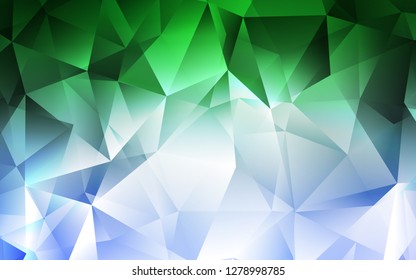 Light Blue, Green vector texture in triangular style. Decorative design in abstract style with triangles. The template can be used as a background.