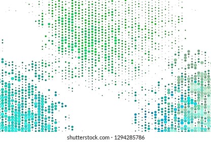 Light Blue, Green vector texture with disks. Glitter abstract illustration with blurred drops of rain. Design for posters, banners.