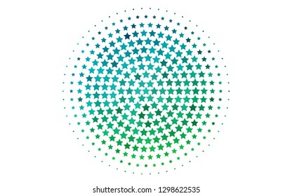 Light Blue, Green vector texture with beautiful stars. Stars on blurred abstract background with gradient. Best design for your ad, poster, banner.