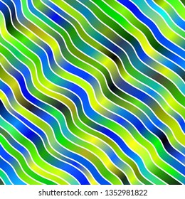 Light Blue, Green vector texture with wry lines. Abstract illustration with bandy gradient lines. Pattern for ads, commercials.