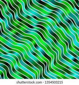 Light Blue, Green vector texture with wry lines. Bright illustration with gradient circular arcs. Smart design for your promotions.