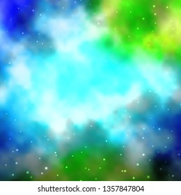 Light Blue, Green vector texture with beautiful stars. Decorative illustration with stars on abstract template. Pattern for new year ad, booklets.