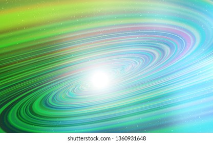 Light Blue, Green vector texture with milky way stars. Space stars on blurred abstract background with gradient. Pattern for astrology websites.